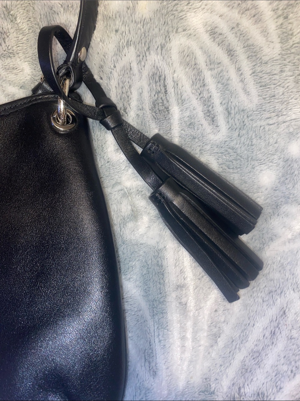 Coach Black Leather Shoulder Bag with Tassel Accent - Picture 4 of 13
